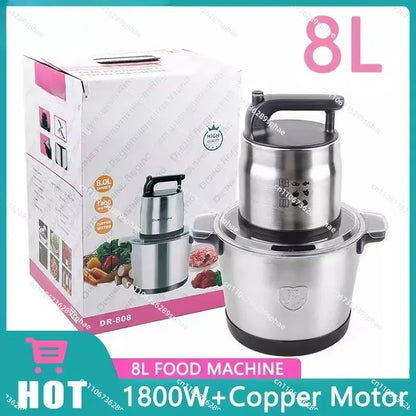 Robot Culinaire Multifonction 8L en Acier Inoxydable Hachoir et Préparateur de Fufu